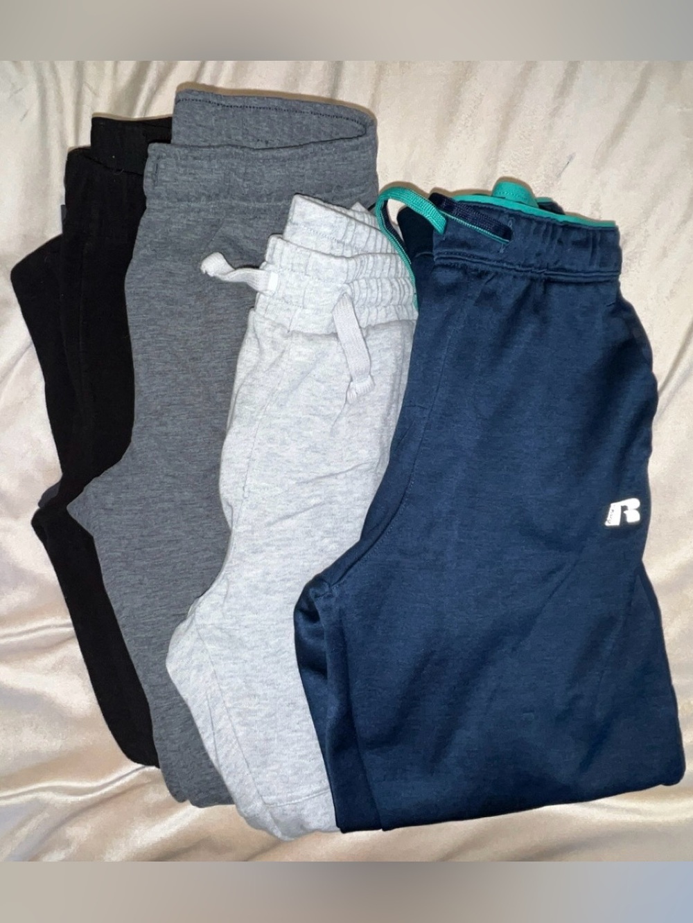 4 Pair Kids Jogger Pants - Navy, Light Gray, Charcoal, Black Size 10/12
